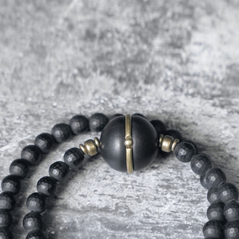 6mm Black Onyx Ebony Double Wrap Protection Bracelet