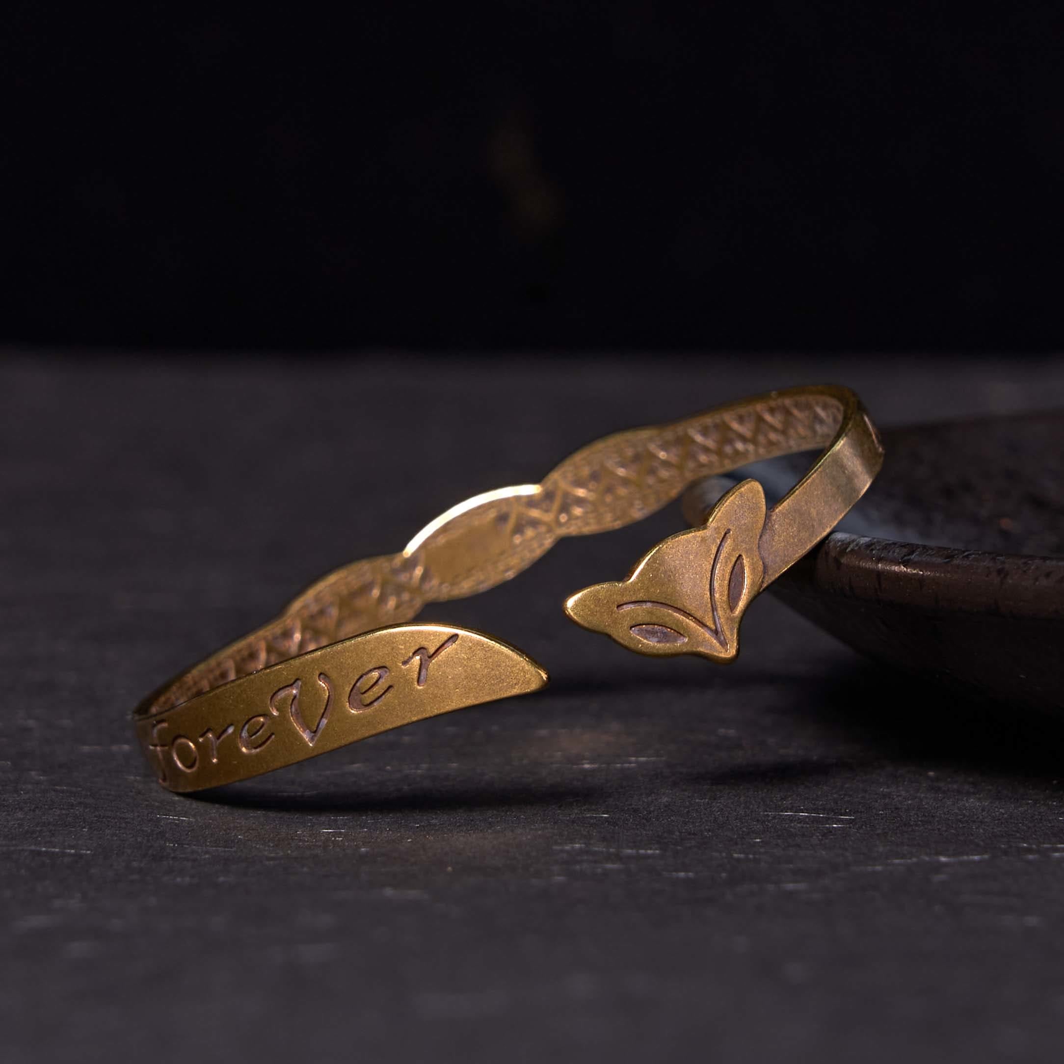 Adjustable Fox Head Copper Spiritual Bracelet Bangle