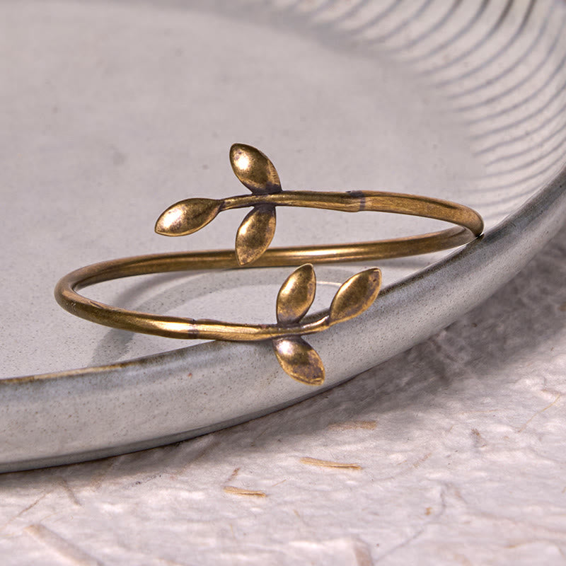 Adjustable Copper Lucky Clover Spiritual Bracelet Bangle