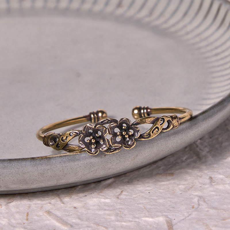 Large Copper Flowers Leaves Luck Healing Cuff Bracelet Bangle