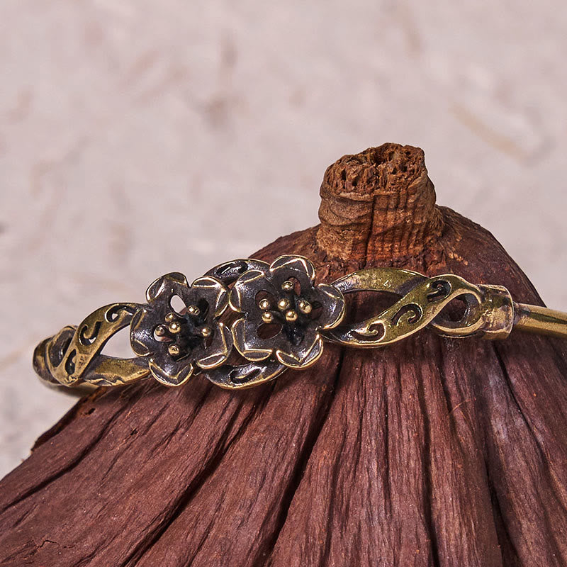 Large Copper Flowers Leaves Luck Healing Cuff Bracelet Bangle