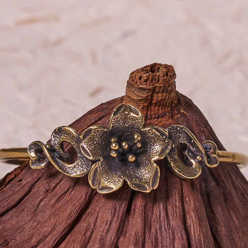 Large Copper Flowers Leaves Luck Healing Cuff Bracelet Bangle