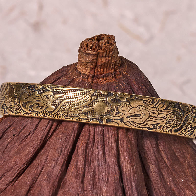 Dragon Phoenix Copper Bracelet | Luck & Protection Bangle