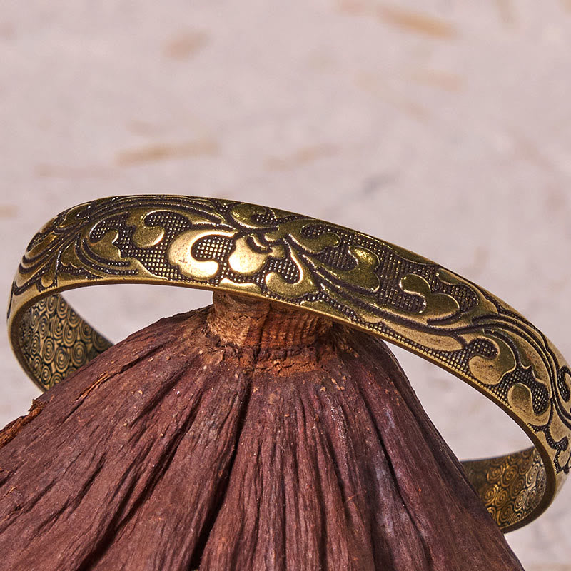 Copper Flowers Balance Self Care Adjustable Cuff Bracelet