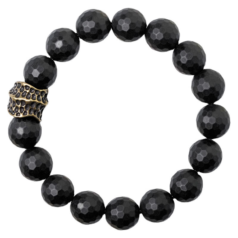 12mm Black Onyx Protection Bracelet with Copper Accent | Healing Sounds