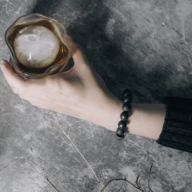 12mm Black Onyx Protection Bracelet with Copper Accent | Healing Sounds