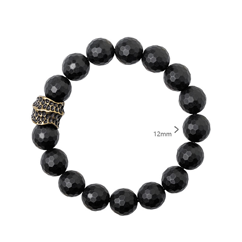 12mm Black Onyx Protection Bracelet with Copper Accent | Healing Sounds