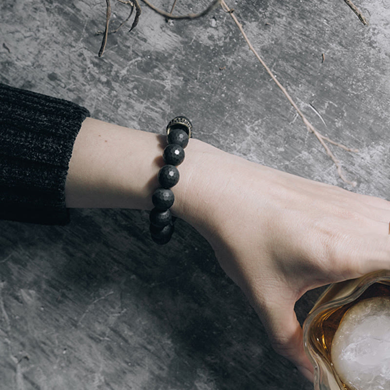 12mm Black Onyx Protection Bracelet with Copper Accent | Healing Sounds