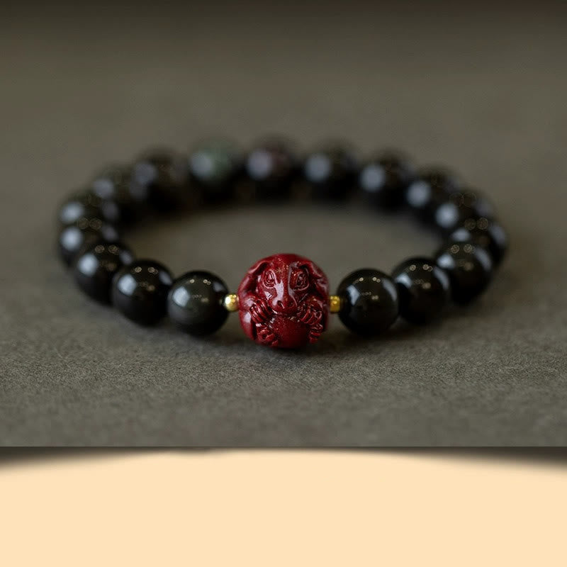 10mm Black Obsidian Chinese Zodiac Purification Bracelet