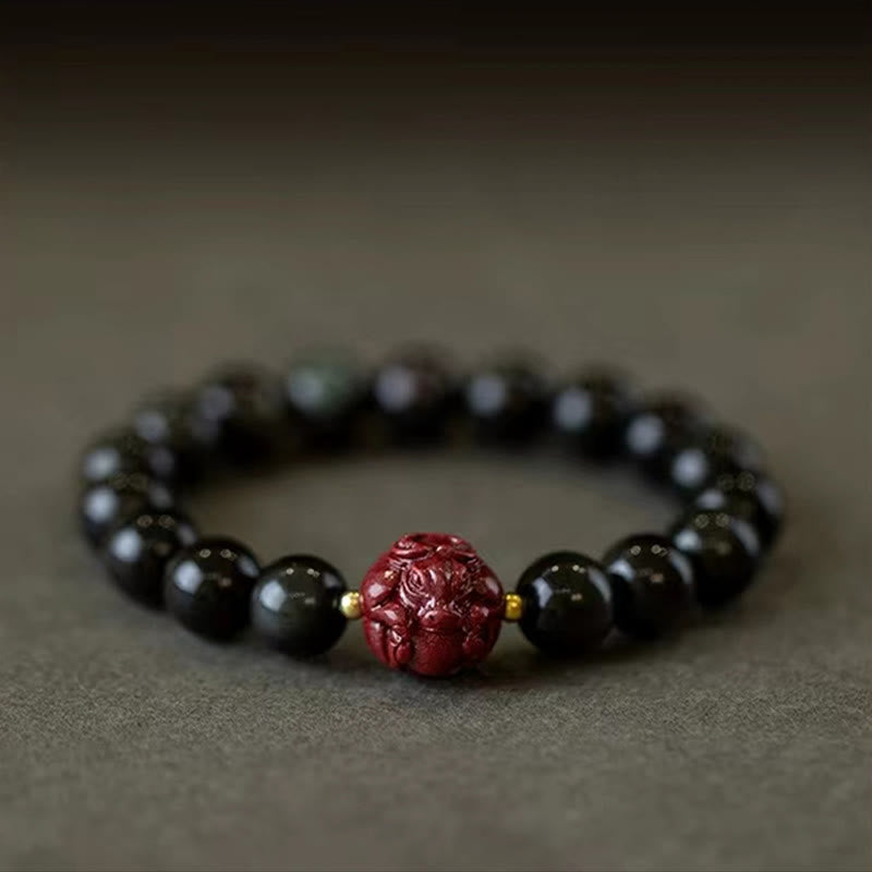 10mm Black Obsidian Chinese Zodiac Purification Bracelet