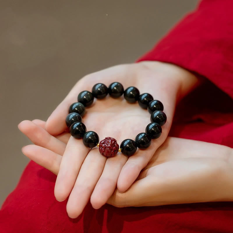 10mm Black Obsidian Chinese Zodiac Purification Bracelet