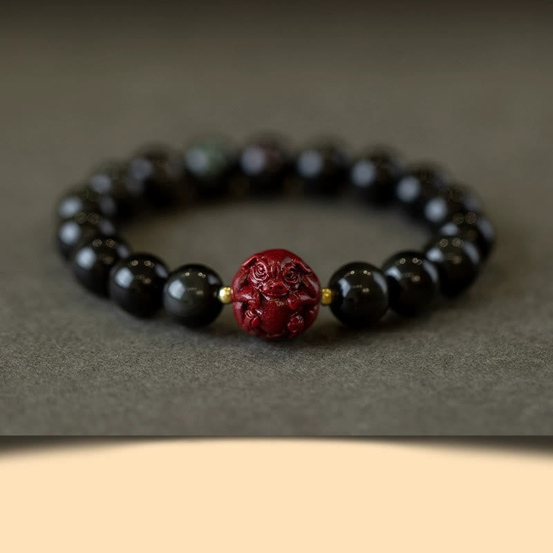10mm Black Obsidian Chinese Zodiac Purification Bracelet