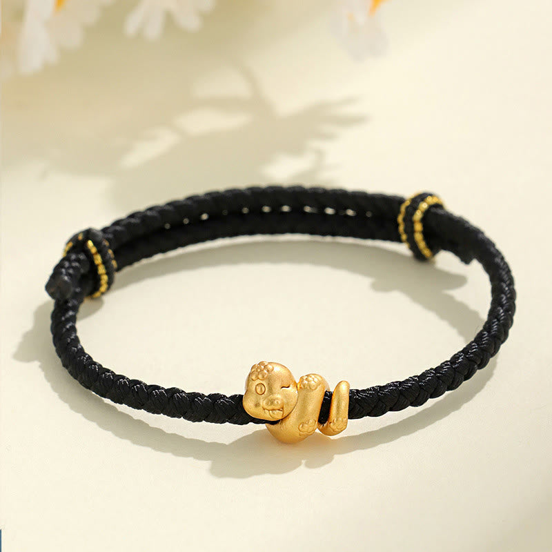 999 Sterling Silver Red String Snake Luck Bracelet