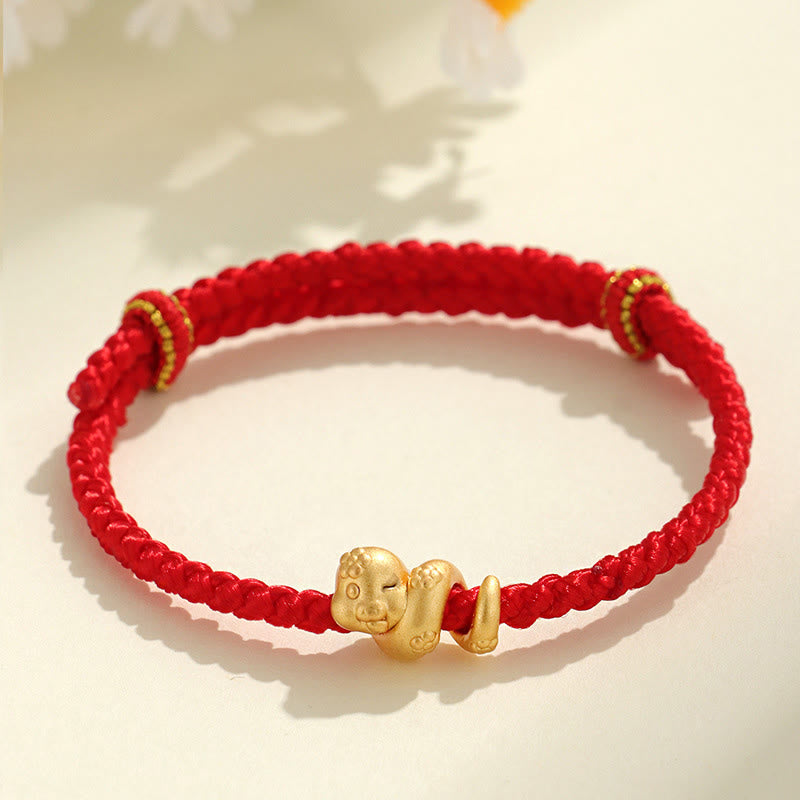 999 Sterling Silver Red String Snake Luck Bracelet
