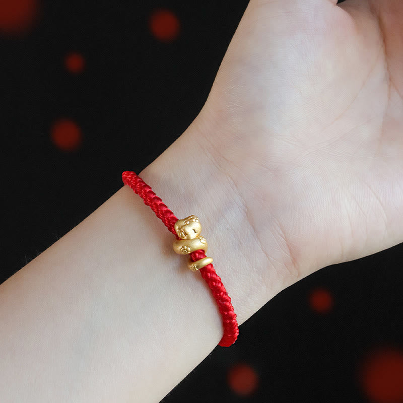999 Sterling Silver Red String Snake Luck Bracelet