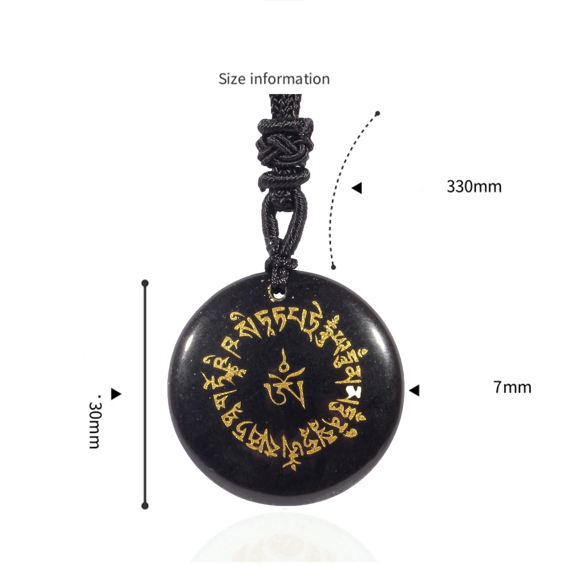 Fortune-gathering Mantra Obsidian Crystal Necklace Pendant