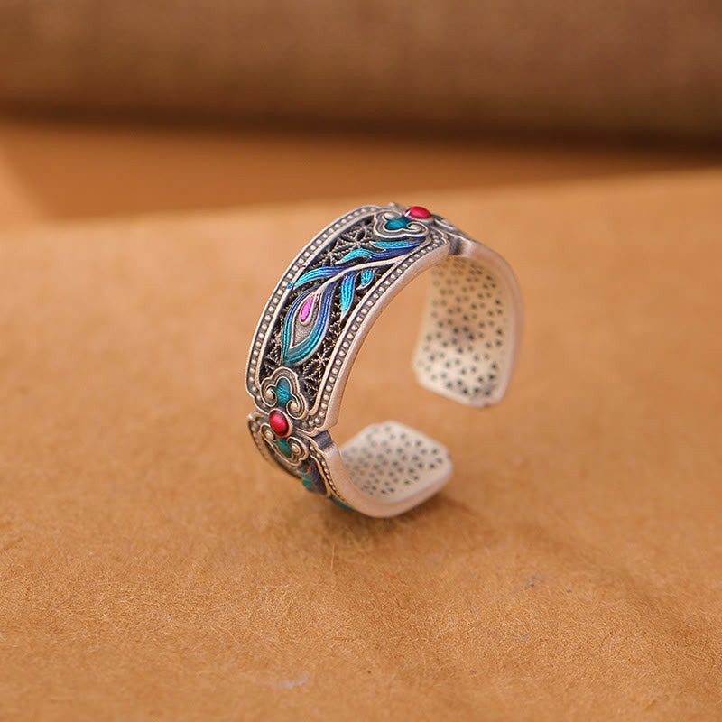 999 Sterling Silver Feather Design Spiritual Healing Ring
