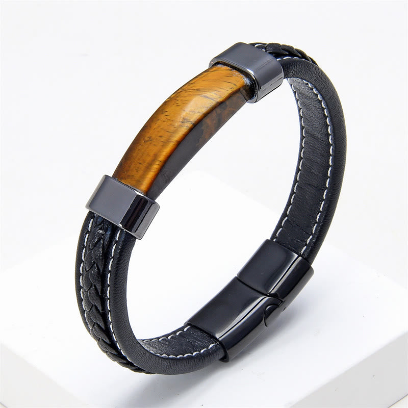 16-18cm Tiger Eye Leather Balance Bracelet