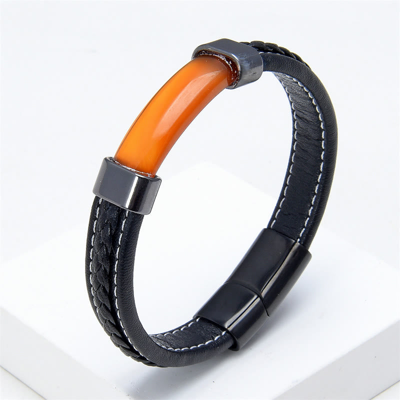 16-18cm Tiger Eye Leather Balance Bracelet