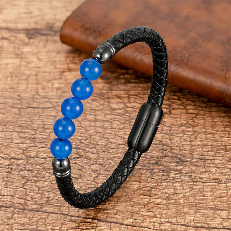 Multi-Stone Protection Leather Bracelet