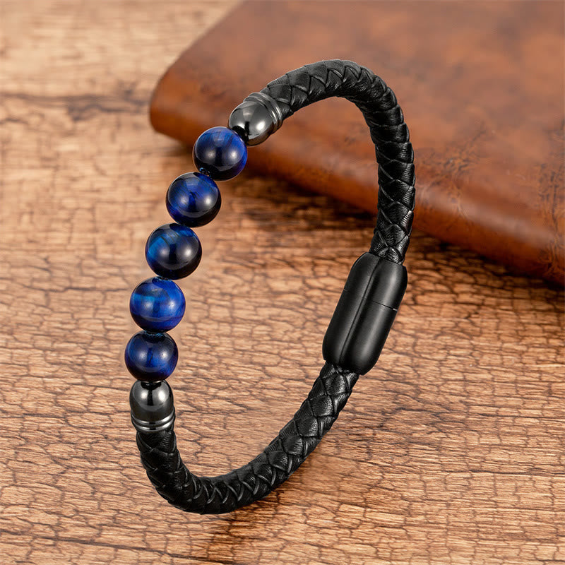 Multi-Stone Protection Leather Bracelet