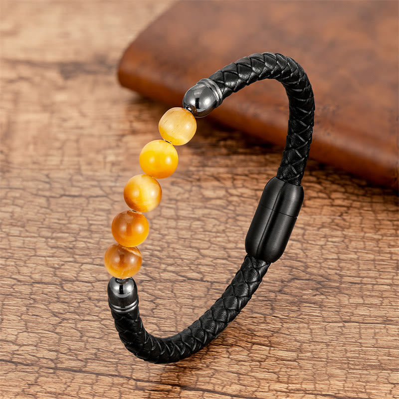 Multi-Stone Protection Leather Bracelet