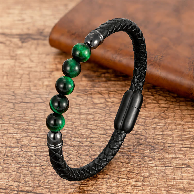 Multi-Stone Protection Leather Bracelet