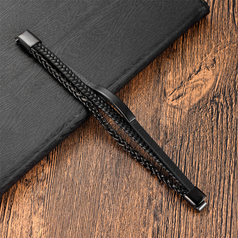 18-20cm Spiritual Titanium Steel Multi-layered Leather Bracelet