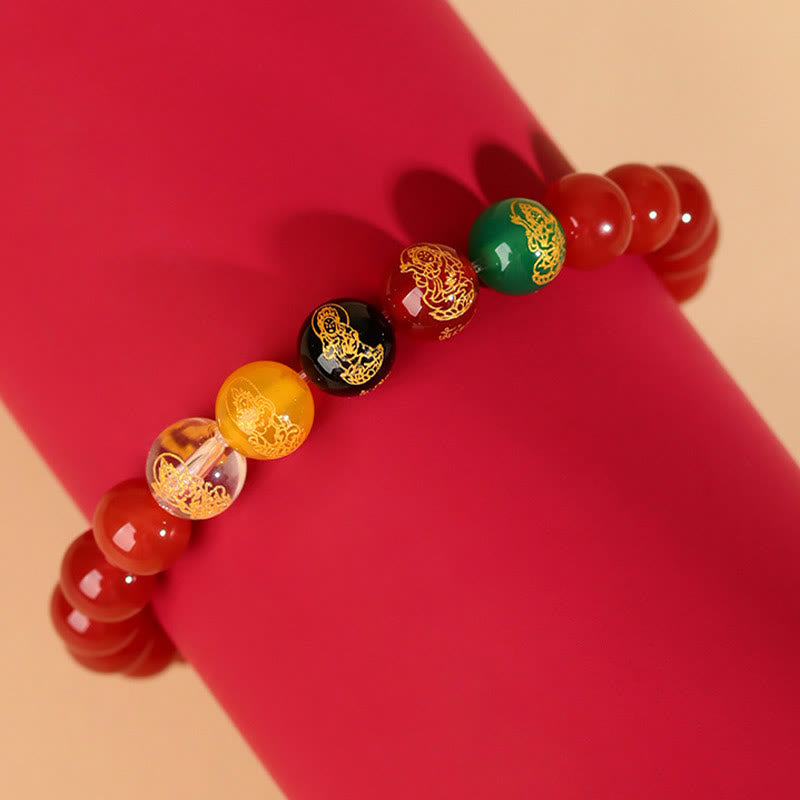 8mm Five Elements Agate Luck Bracelet for Spiritual Balance