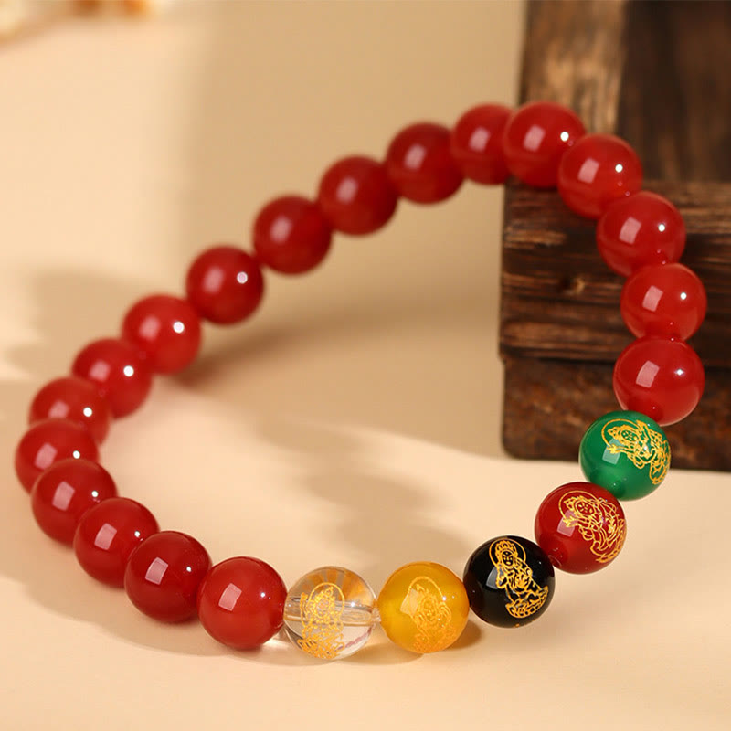 8mm Five Elements Agate Luck Bracelet for Spiritual Balance