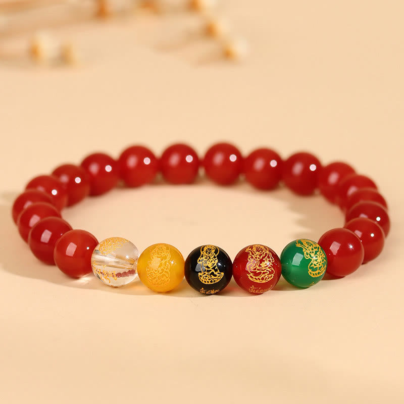 8mm Five Elements Agate Luck Bracelet for Spiritual Balance