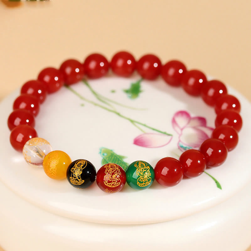 8mm Five Elements Agate Luck Bracelet for Spiritual Balance
