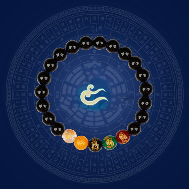 8mm Five Elements Agate Luck Bracelet for Spiritual Balance