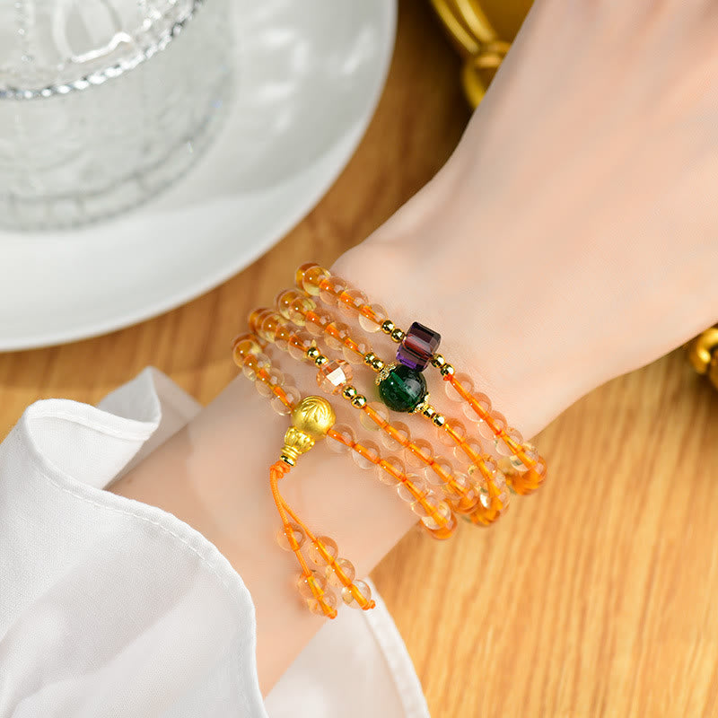 108 Beads Citrine Mala Bracelet for Happiness & Prosperity