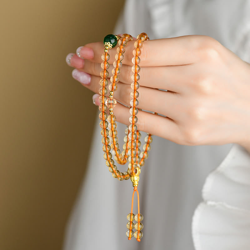 108 Beads Citrine Mala Bracelet for Happiness & Prosperity