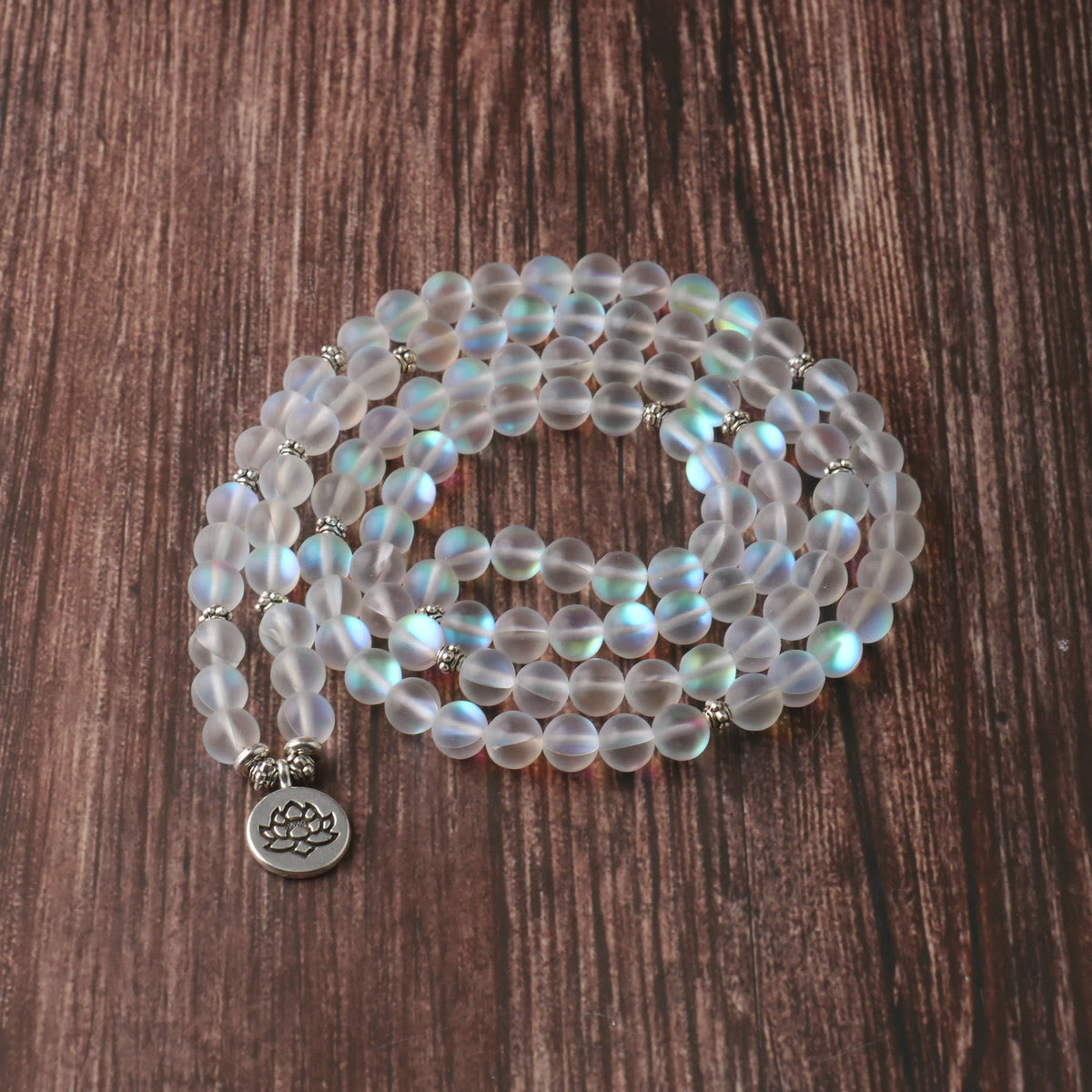 108 Beads Glitter Stone Lotus Bracelet for Meditation Enlightenment
