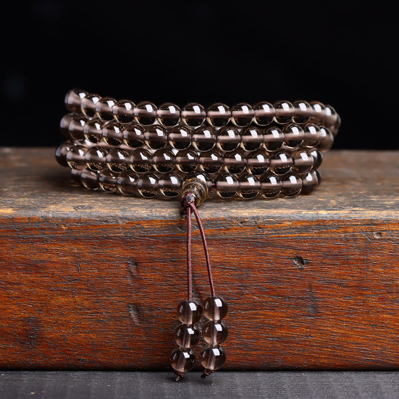 6mm Black Obsidian Tiger Eye 108 Bead Mala Bracelet