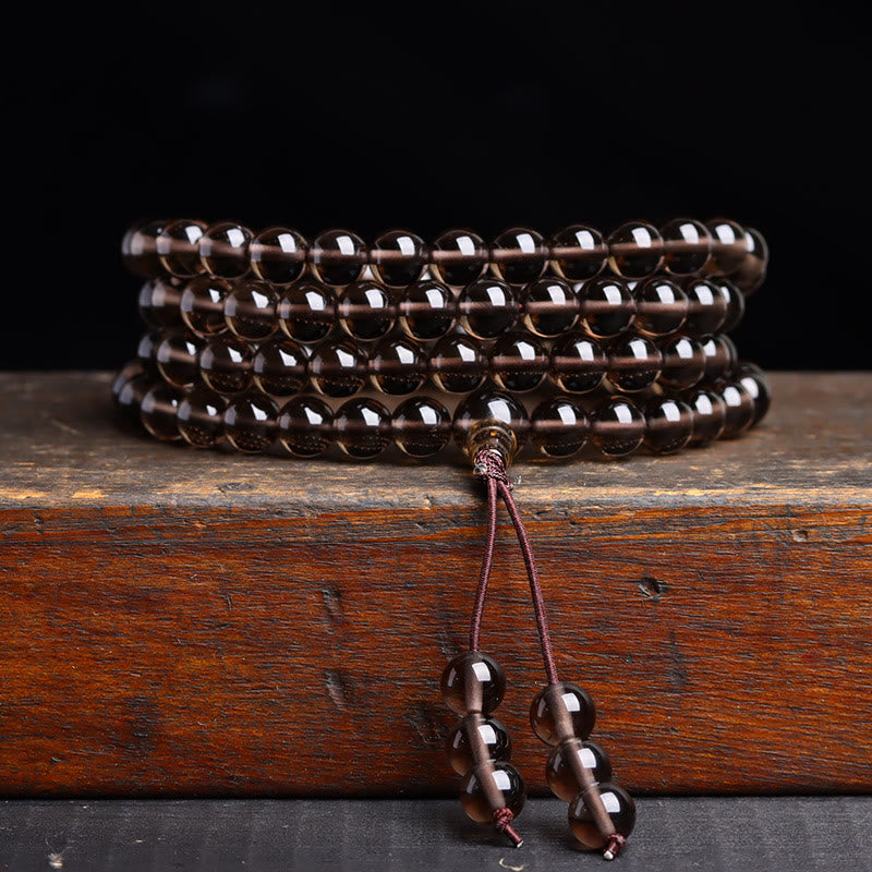6mm Black Obsidian Tiger Eye 108 Bead Mala Bracelet