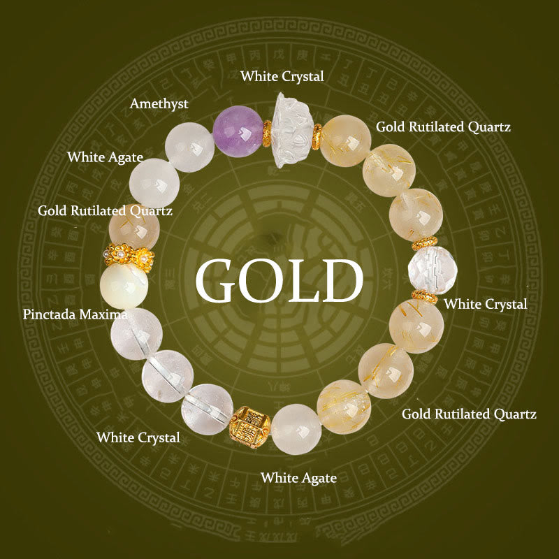 9.5mm Five Elements Green Phantom Agate Healing Bracelet