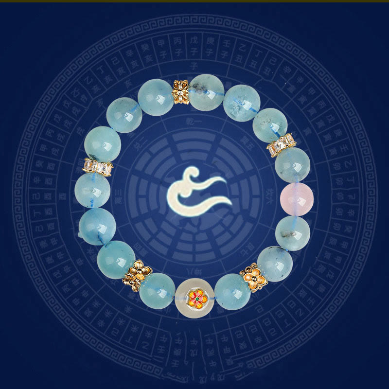 9.5mm Five Elements Green Phantom Agate Healing Bracelet