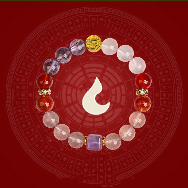 9.5mm Five Elements Green Phantom Agate Healing Bracelet