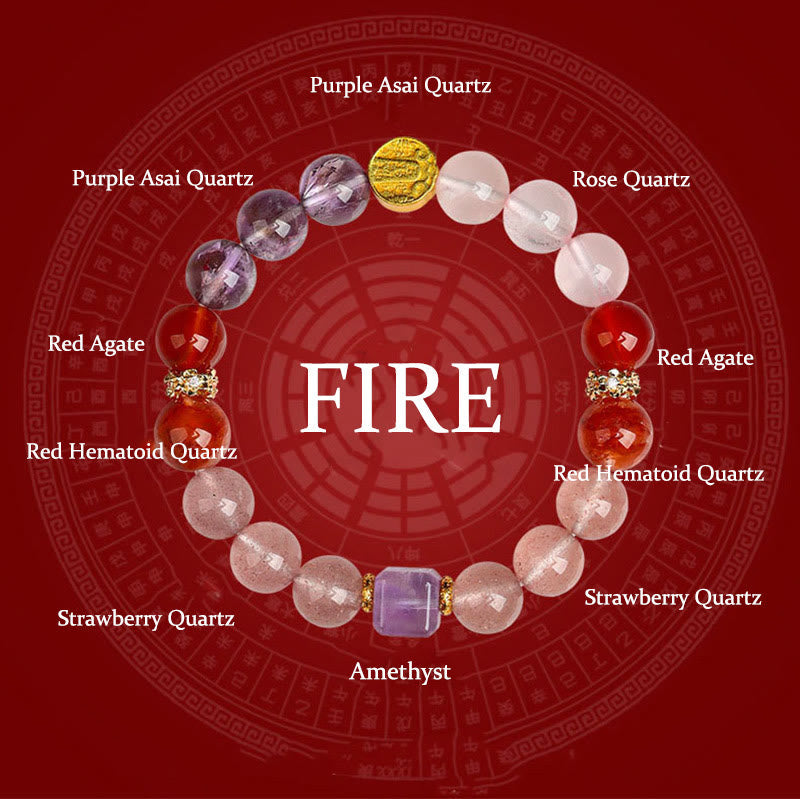 9.5mm Five Elements Green Phantom Agate Healing Bracelet