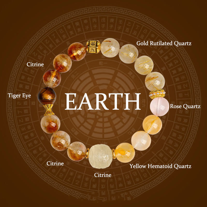 9.5mm Five Elements Green Phantom Agate Healing Bracelet