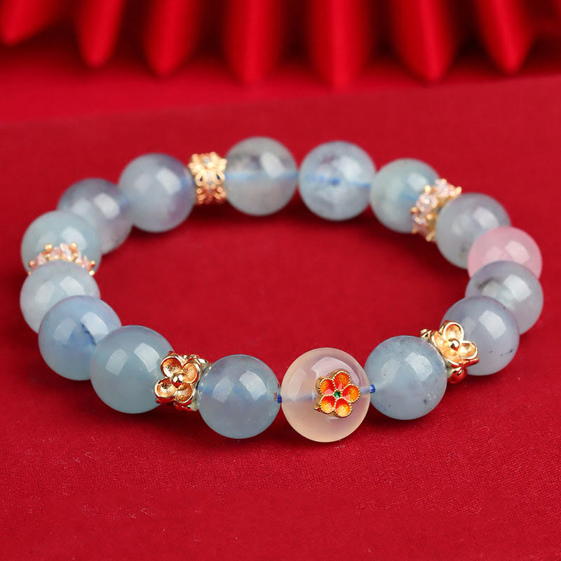 9.5mm Five Elements Green Phantom Agate Healing Bracelet