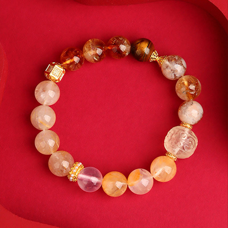 9.5mm Five Elements Green Phantom Agate Healing Bracelet