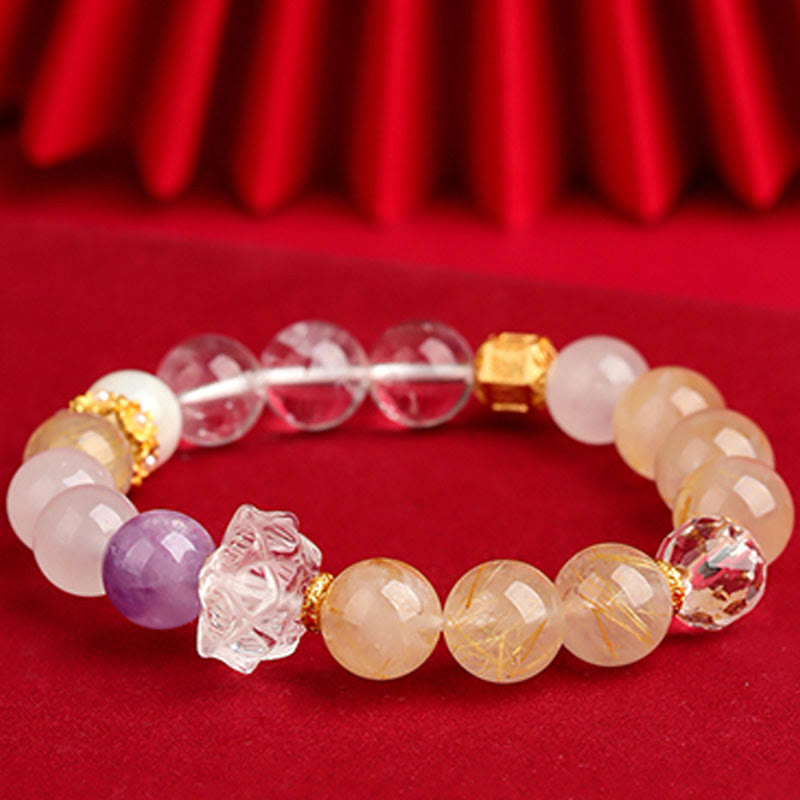 9.5mm Five Elements Green Phantom Agate Healing Bracelet