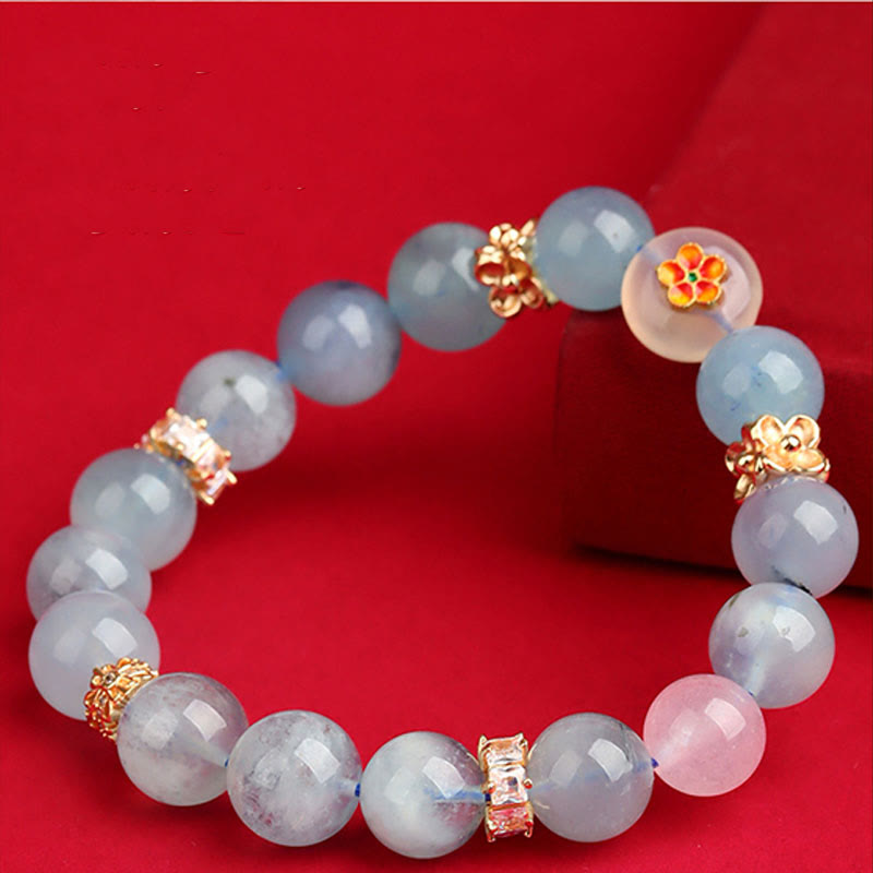 9.5mm Five Elements Green Phantom Agate Healing Bracelet