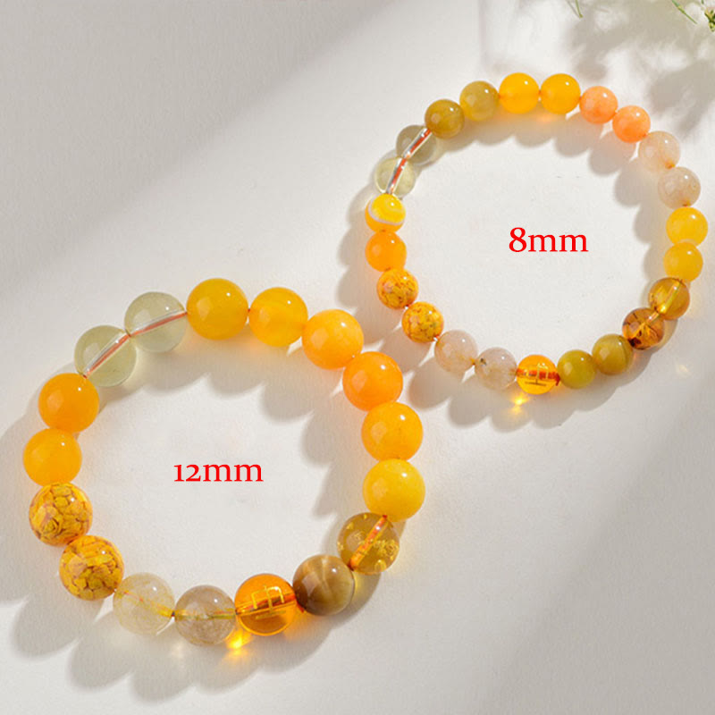 8mm Five Elements Yellow Agate Bracelet for Balance & Prosperity