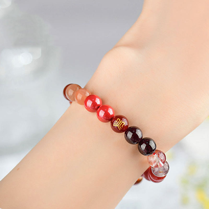 8mm Five Elements Yellow Agate Bracelet for Balance & Prosperity