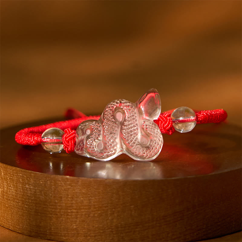 Colorful Rope Clear Quartz Snake Year Bracelet 18-19cm